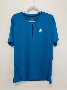 Odlo Blue Short Sleeve quarter zip vented Performance Tee XXL